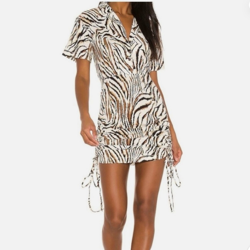 L'Academie Zebra Patterned Shirt Dress